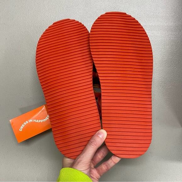 Farm Rio Sandal Flat Tropical Tube Strap Buckle Beaded Orange Size 7 NIB - Picture 7 of 9